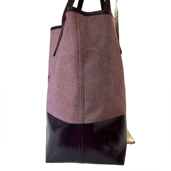 Kate Spade Ash Street Logo Triple Compartment Tote GUC Cotton Twill Leather Trim - Picture 4 of 14
